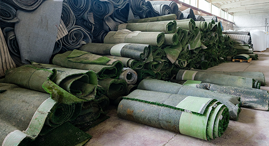 Old artificial grass for recycling