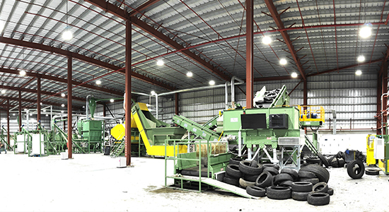 Full plant for recycling tyres